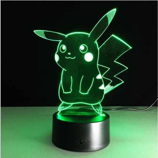 3D Nuit Lumière Lampe Acrylique Pokemon Pikachu Cadeau Décoration Maison Famille 3W