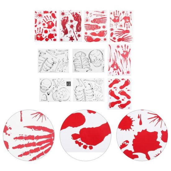 10 PCS Empreintes Sanglantes Halloween – Autocollants Muraux Effrayants Mains & Pieds Ensanglantés Pour Fenêtres, Portes, Sol
