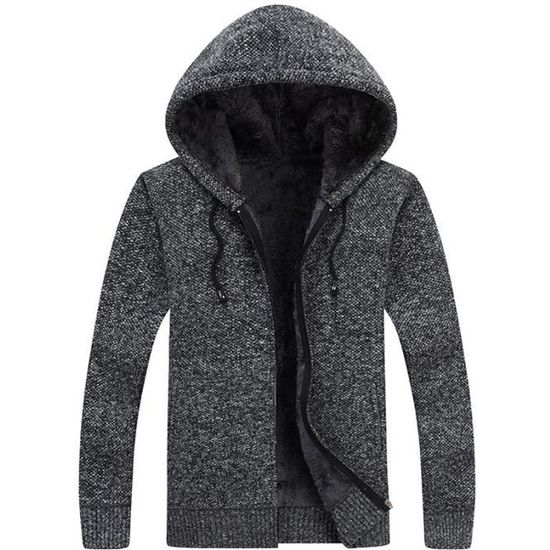 Manteau Homme Hiver Long En Laine à Capuche - Parka Épais Coupe-Vent - Style Casual Et Chaud - Taille Slim Fit - 6