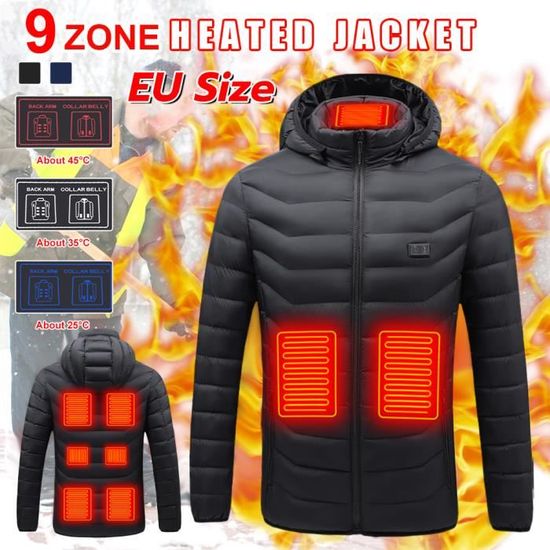 Sweat à Capuche Chauffant - Homme/Femme - 5 Zones De Chauffage - Batterie 8000mAh - Pour Extérieur, Camping, Ski