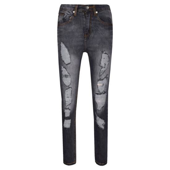 Enfants garcons Denim Dechire Jeans 3 14 Ans Noir Cdiscount Pret a Porter