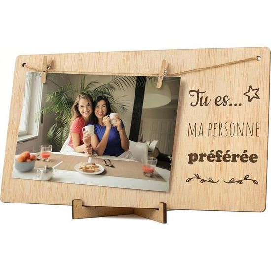 Porte-photo Mural « Pêle-mêle » – 30 Pinces En Bois – Tableau à Messages Avec Cordes – Dimensions ~40x103 Cm – Installation Facile Sans Outils