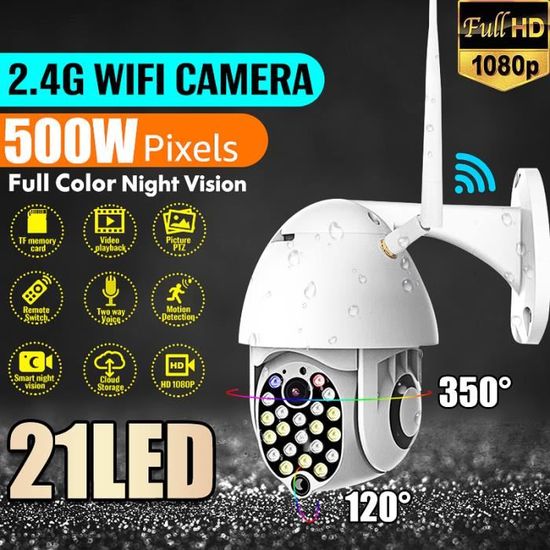 1080P PTZ  AP WIFI Hotspot Caméra De Surveillance Extérieure 21 LED Nuit Vision Two-way Audio