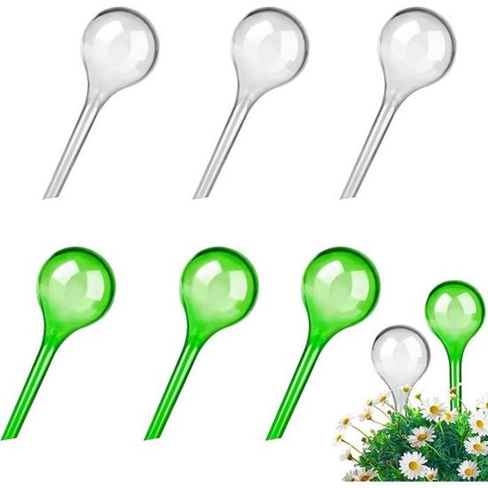 Lot De 8 Globes D'arrosage Automatique En Verre Irisé – Pour Plantes D'intérieur Et D'extérieur, 7x21 Cm