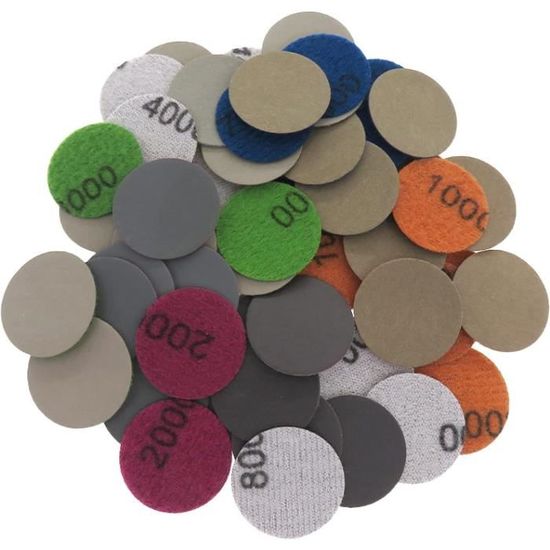 KONGMING 100 Pièces Disques Abrasifs 50mm Disques Papier Abrasif Grain 80 120 180 240 320 400 600 1000 2000 3000 Kit De Ponçage Disques Abrasifs 2 Pouces