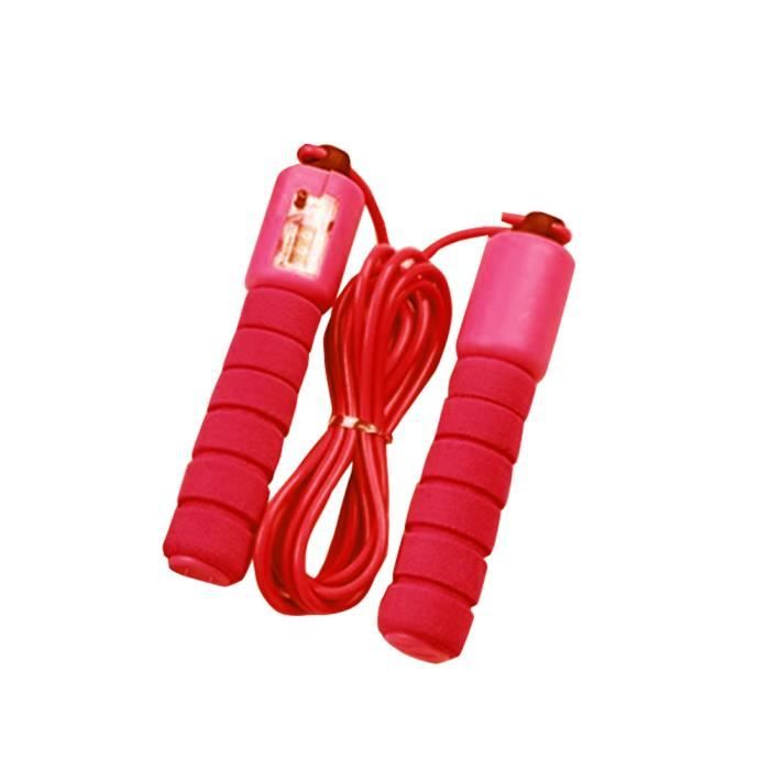 Corde à sauter avec Compteur Exercice Fitness réglable à vitesse rapide comptage sauter fil - Rouge