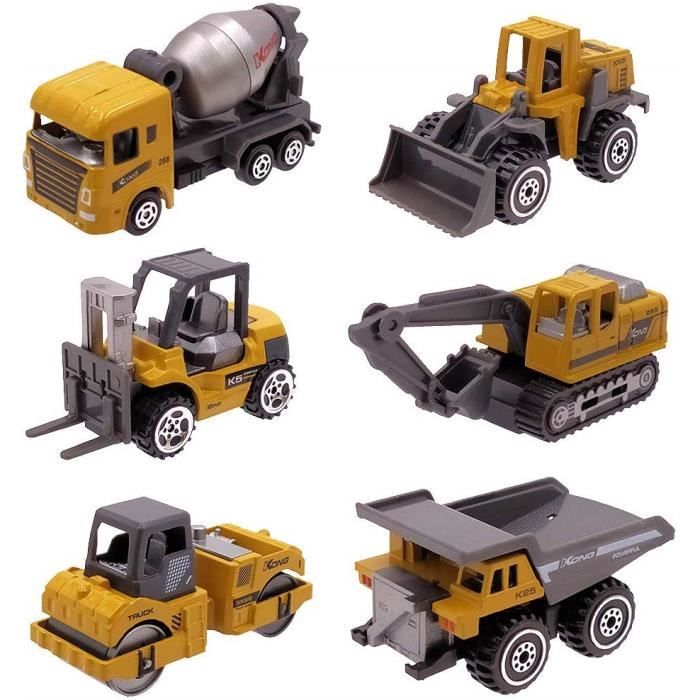 Voiture Jouet en Métal ,Coffret 6 Véhicules de Construction Camion Cadeau pour Enfant de Petites Voitures Miniatures