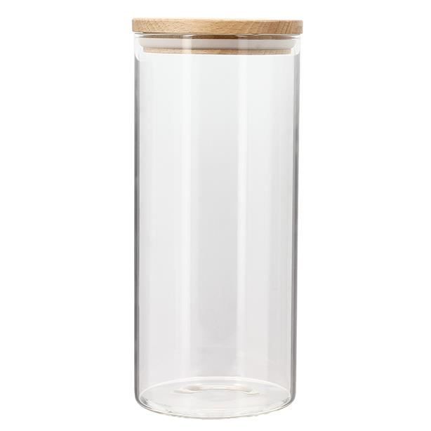 BOÎTE HERMÉTIQUE RONDE 1.30L VERRE BOROSILICATE COUVERCLE BOIS