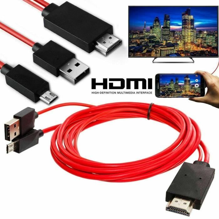 Adaptateur de câble MHL Micro USB vers HDMI 1080P HD TV pour téléphone portable