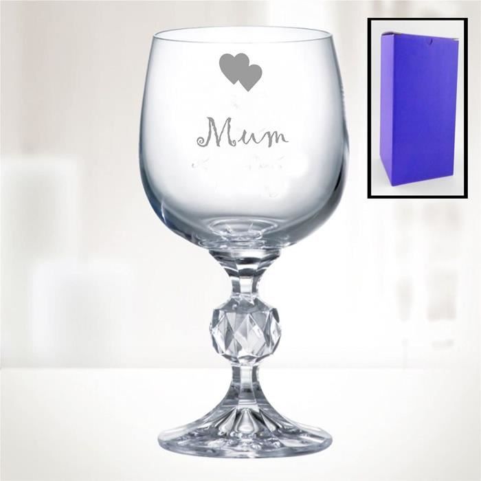 313ml - Bohemia Cristal - Vin Verre Avec Maman Cœurs - Coffret Cadeau Inclus