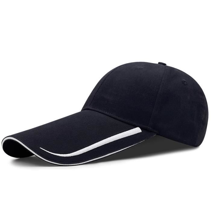 length 14cm navy 55-60cm -Casquette de Baseball à visière longue pour homme, chapeau de pêche, grande taille, décontracté, Cool, 55