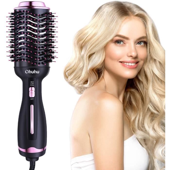 Brosse pour Sèche-cheveux, Brosse à Cheveux à air Chaud Ohuhu 4 en 1 Sèche-cheveux électrique Peigne Volumateur Avec ions Négatifs p