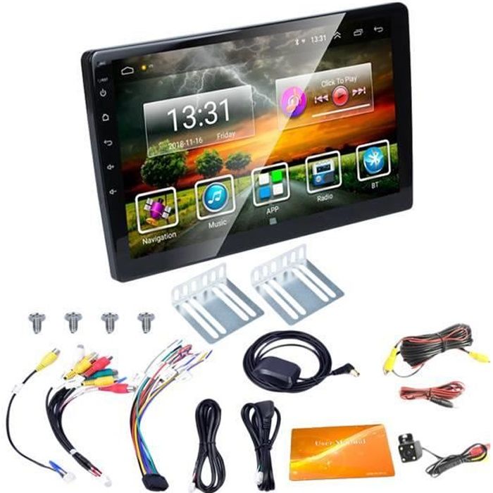 2 Din autoradio 10.1 pouces Hd voiture Mp5 lecteur multimédia Android 8.1 autoradio Gps Navigation Wifi Bluetooth - Type Black
