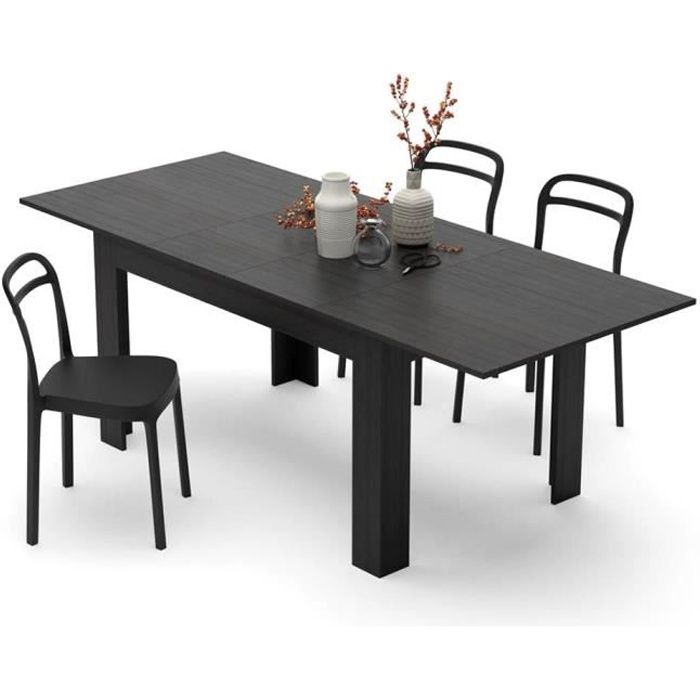 Mobili Fiver, Table extensible Cuisine, Easy, Frêne noir, Mélaminé, Made in Italy