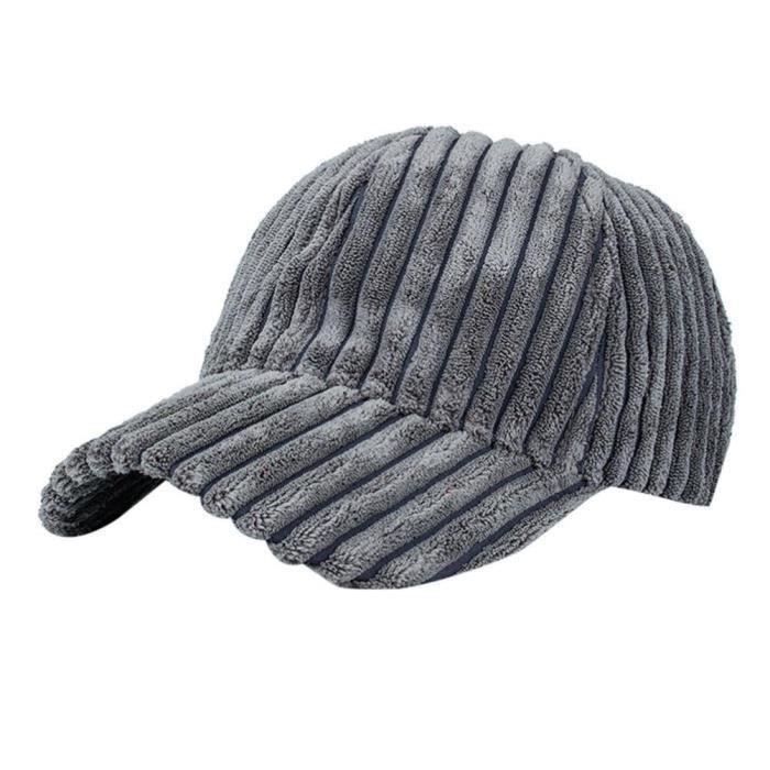 Casquettes De Baseball Femme, Casquette De Baseball Kaki Casquette De Baseball Velours CôTelé Snapback Hip Hop Flat Hat Gris