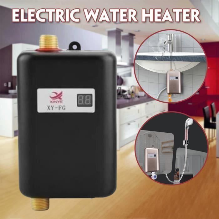 220V 3800W Mini chauffe-eau instantané électrique sans réservoir Salle de bains Cuisine Lavage EU Plug Noir -PAI