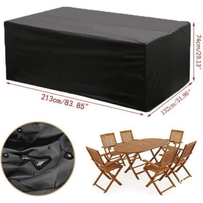 Housse Meuble Jardin 213cm Housse Pour Table de Jardin Tissu Oxford Imperméable Étanche Anti Poussière - 213x132x74cm