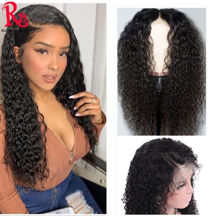 LUCKFEN 18- Perruque Cheveux Brazilian Humains Water Wave Vierges Couleur Naturel Pour Femme Lace Front Wig 18 Pouces