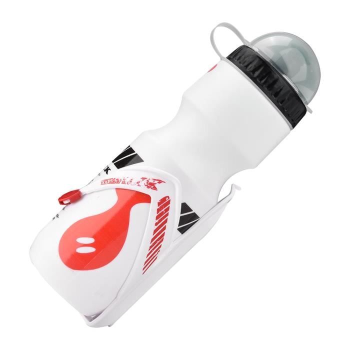 Drfeify Bouteille d'eau de sport Bouteille d'eau de 650 ml avec support de cage pour vélo de montagne (blanc)