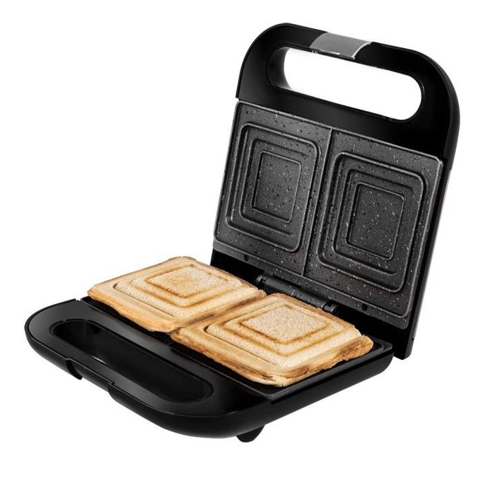 Cecotec Appareil à sandwichs Rock´nToast Sandwich Squared avec finitions en acier inoxydable, 750 W et plaques carrées avec revêteme