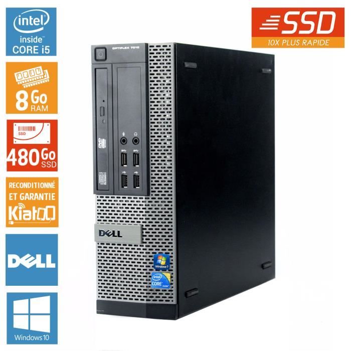 Ordinateur de bureau DELL OPTIPLEX 7010 intel core i5 8 go ram 480 go disque dur ssd ,pc de bureau reconditionné,w10