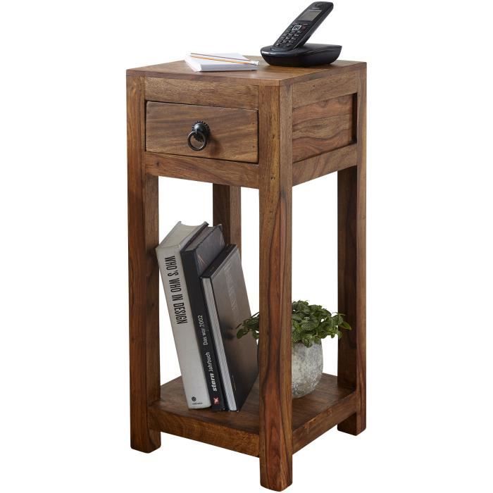 FineBuy Table d'appoint Bois Massif 30x68x30cm Bout de canapé Table de téléphone