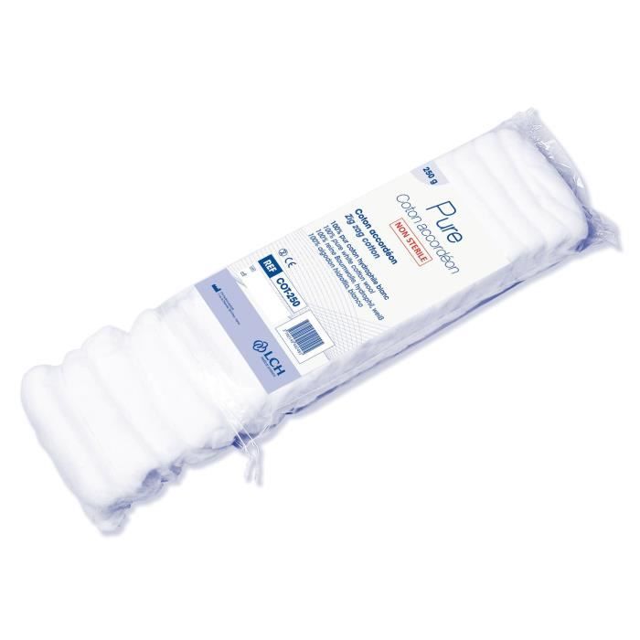 Lot de 20 sachets de Coton accordéon hydrophile 250 g