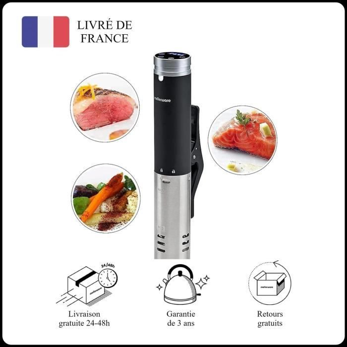 Mellerware - Cuiseur Sous Vide Roner Cheffy! 1000W | Basse Température Professionnelle | Thermomètre + Timer | Écran tactile | Noir