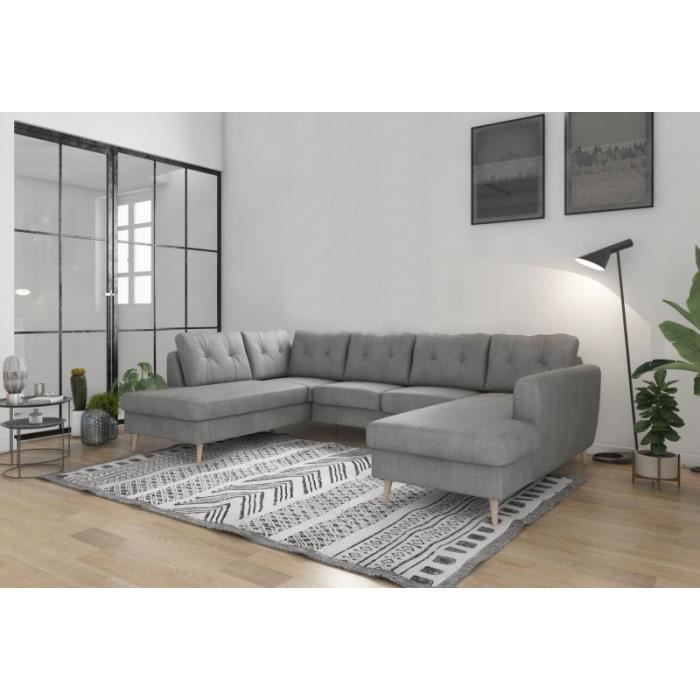 canapé panoramique angle gauche scandinave NOLAN gris clair