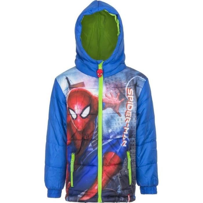 manteau hiver spiderman bleu