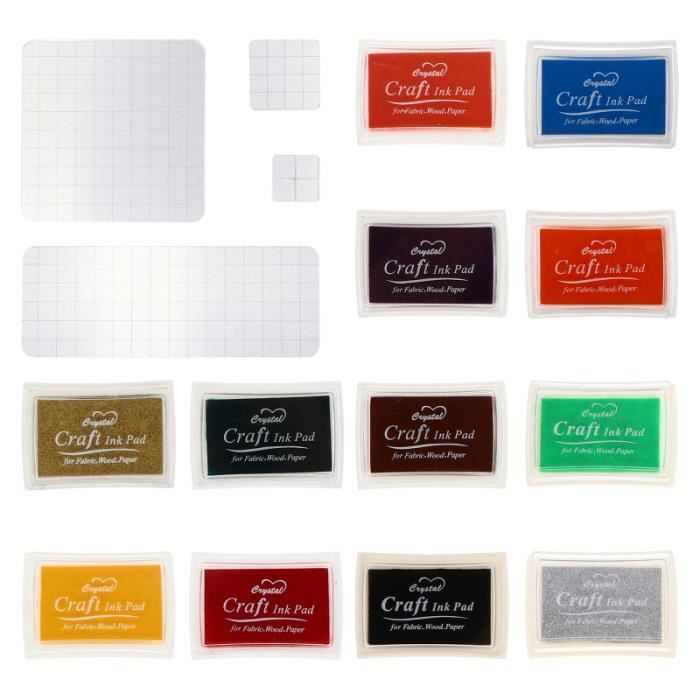 1 ensemble de 16 pcs acryliques estamping blocs bricolage tampon encreur professionnel - horodateur - dateur petit materiel