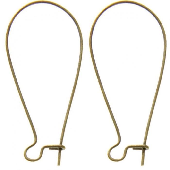 Accessoires création attache boucle d'oreille crochet 33 mm (50 pièces) Bronze
