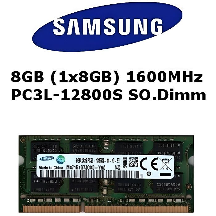 Samsung 8GB (1x 8GB) DDR3 1600MHz (PC3L 12800S) SO Dimm Low Voltage Notebook Laptop Arbeitsspeicher RAM Memory