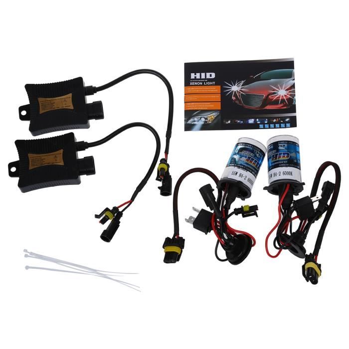 SODIAL(R) H4-2 H4-L 55W 6000K 9-16V Xenon HID Conversion Kit Ensemble Remplacement faisceau unique mince Ballast Phares