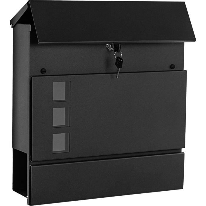 STILISTA® Boîte aux lettres murale "Turin", métal thermolaqué, L 37 x H 37 x P 11 cm, couleur anthracite