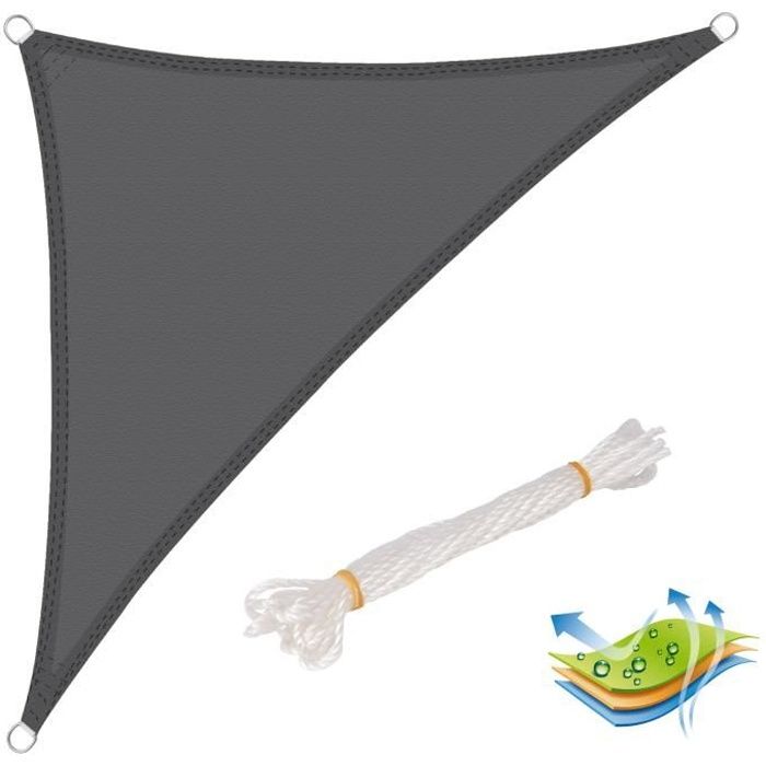 WOLTU Voile d’ombrage triangulaire en polyester, Protection contre le soleil pour jardin ou camping,2.5x2.5x3.5m Gris