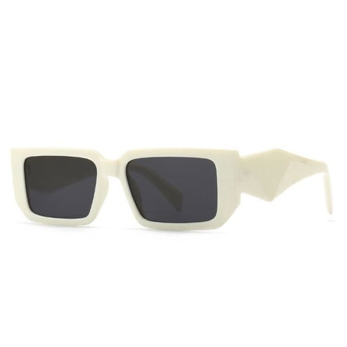 Lunette De Soleil Femme Lunettes De Soleil Rétro Petit Cadre - Blanc - Unisexe - UV400 - Style Vintage Cadre Rectangulaire