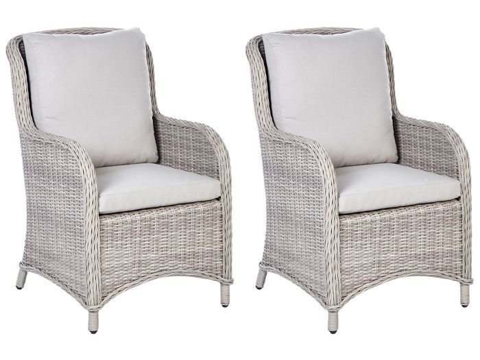 Lot de 2 fauteuils de jardin en rotin beige CASCAIS