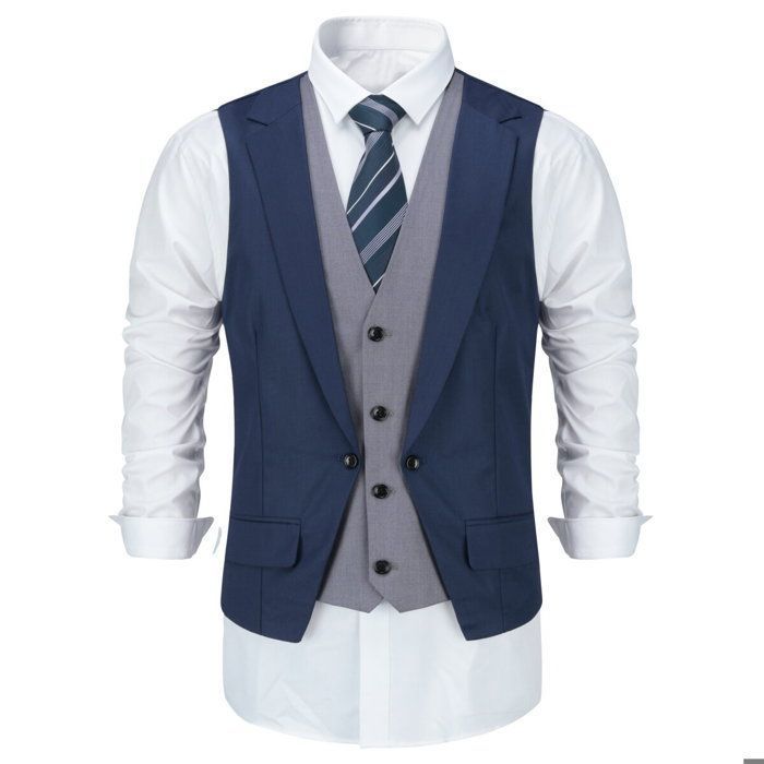 Hauts Hommes Classique Formel Affaires Coupe Ajustée Chaîne Gilet Costume Mâle Vêtements Gilet