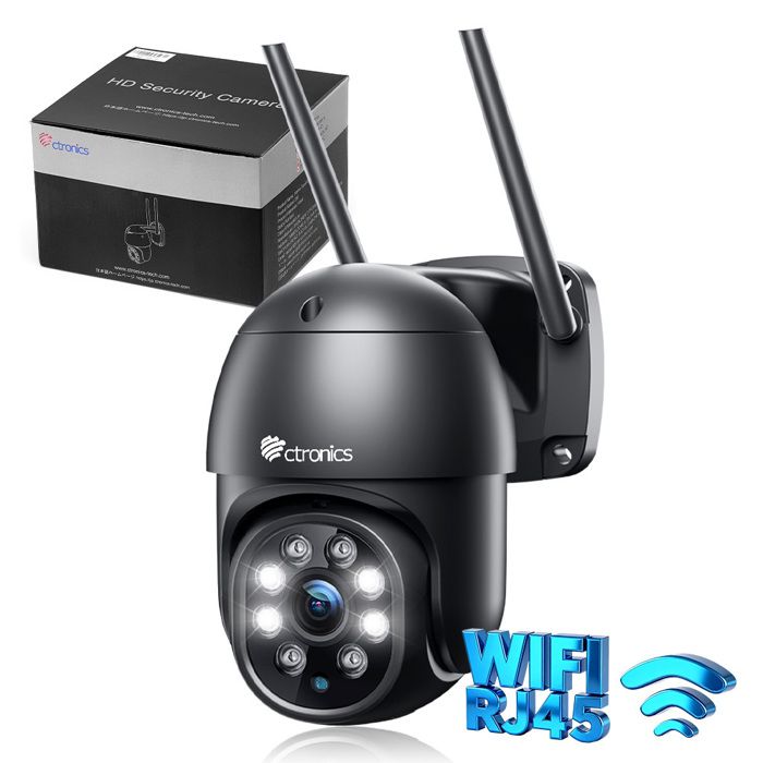 Ctronics Caméra Surveillance 2.5K 4MP WiFi Extérieure 30M Détection Humaine Suivi Auto Audio Bidirectionnel