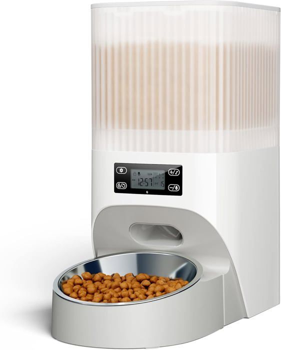 Meilleurs prix pour Faroro 4L Distributeur Croquettes Chat Automatique,Mangeoire pour Chat Chien avec Gamelle en Acier Inoxydable,Minuterie