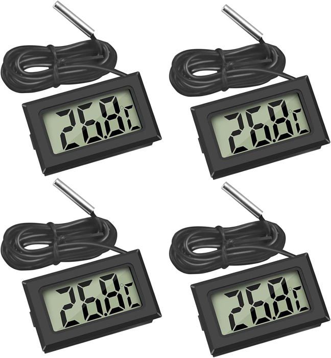 Meilleurs prix pour Mini Digital LCD Thermomètre Température avec Sonde de Température Capteur Testeur pour Réfrigérateur Congélateurs Aquarium(4X
