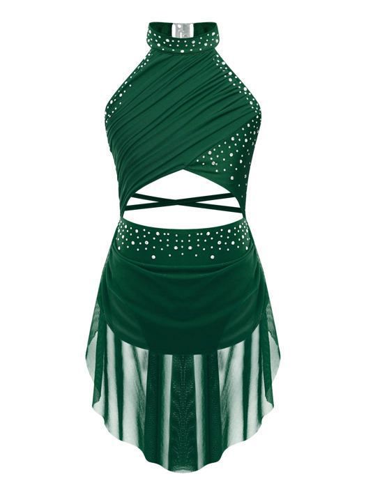 zdhoor Enfant Fille Justaucorps Danse Patinage Artistique Strass Sans Manches - Robe Danse Classique Lyrique