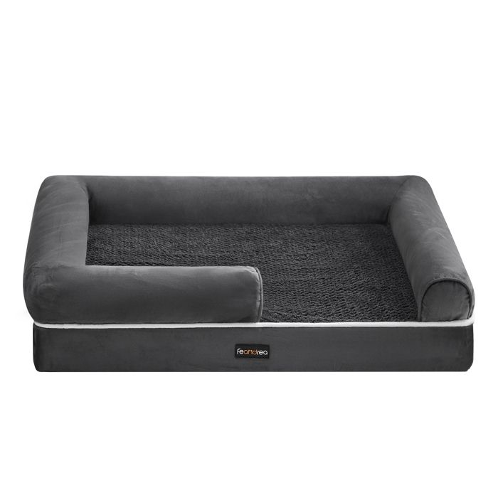 Meilleurs prix pour Panier, Bords Rehaussés, Housse Amovible et Lavable, 91 x 71 x 20 cm, Antidérapant, Gris Foncé