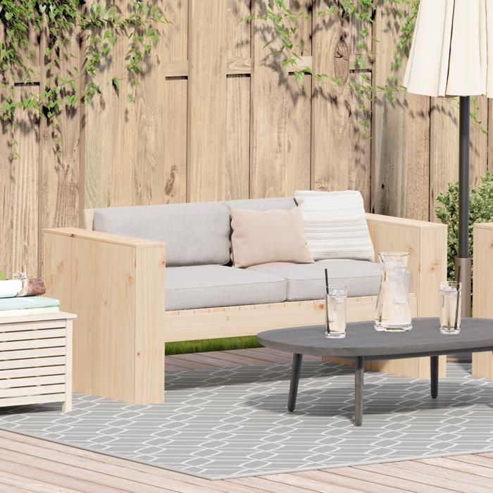 vidaXL Canapé de jardin 2 places 134x60x62 cm en bois massif de pin 873867 - vue 5