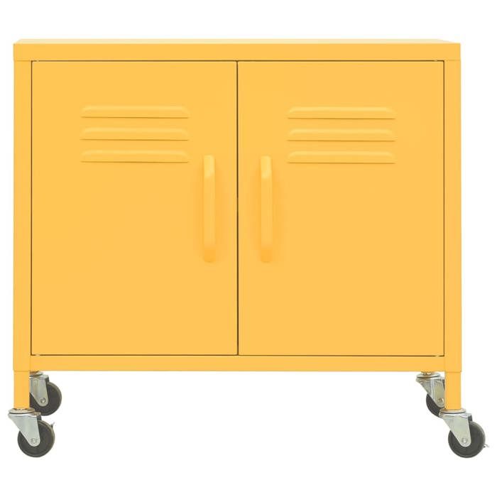 RemiseBuffet bahut commode - SUMMER - Armoire de rangement Jaune moutarde 60 x 35 x 56 cm Acier JILIMAISON2025 48051449