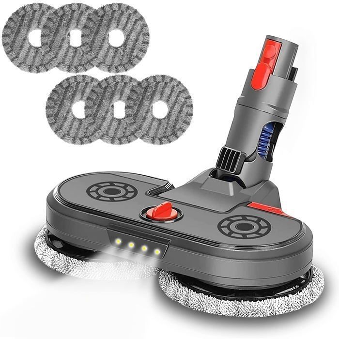 Tête de Vadrouille Electrique pour Dyson V7 V8 V10 V11 V15 Aspirateur Tête de Balai avec Réservoir et 6 Vadrouilles Lavables