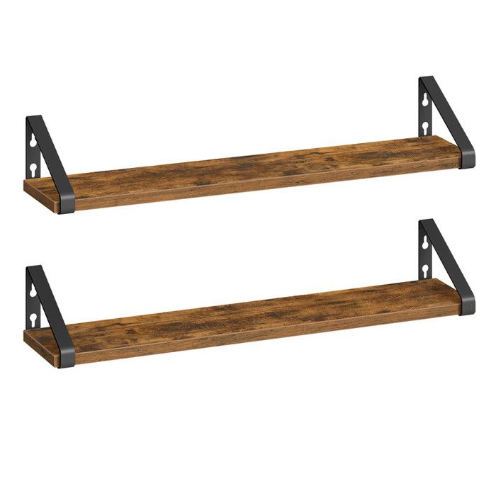 Étagère Murale - VASAGLE - Lot de 2 - Marron Rustique et Noir Mat - 60 cm - 10 kg