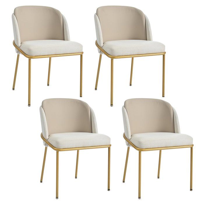 4 pièces Chaise Design Minimaliste Nordique avec Pieds Ajustables Pour Salon Salle à Manger Bureau Beige