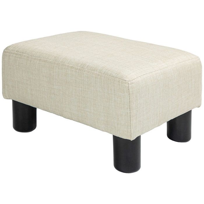 Pouf HOMCOM repose-pied tabouret bas en tissu de lin capacité de charge 110 Kg 40 x 30 x 24 cm beige